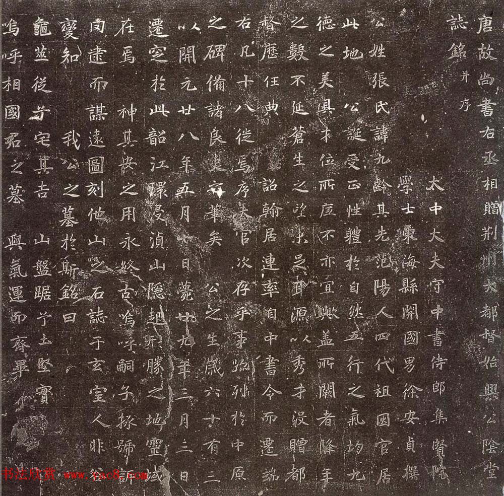 唐代楷书石刻欣赏《张九龄墓志》-好字无忧