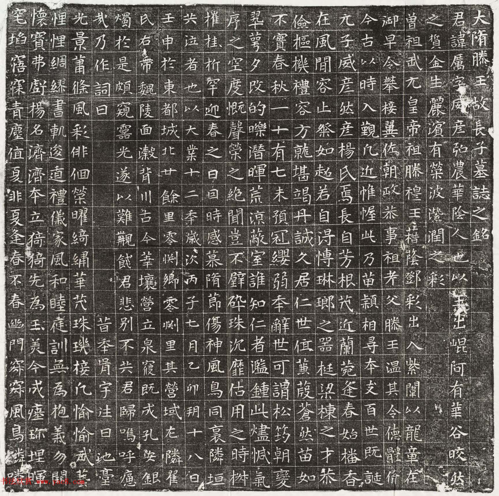 隋代书法石刻欣赏《杨厉墓志》清晰拓片全图